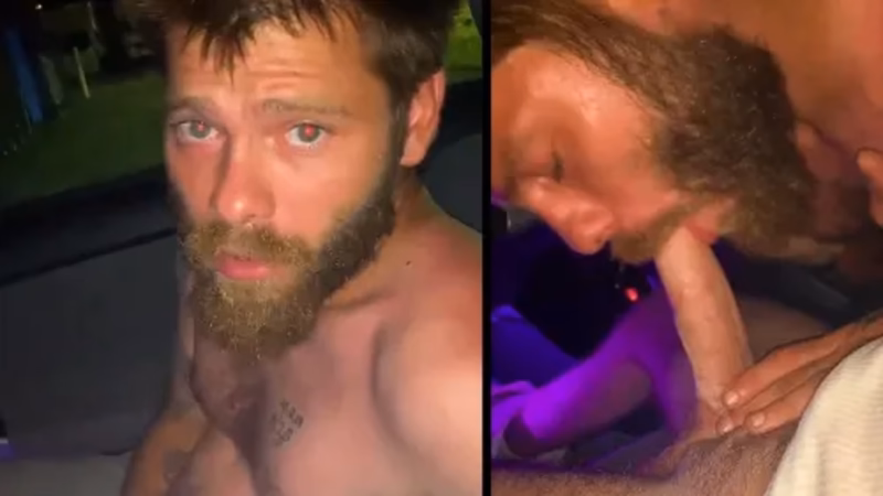 JustTheGays thumbnail for Bearded guy sucks a cock in the car - amateur gay porn from OnlyFans JustForFans GayForFans - 