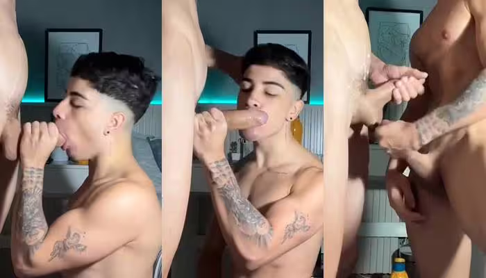 JustTheGays thumbnail for Pedro gives Kelbert a deep blowjob – pedrrochaa - amateur gay porn from OnlyFans JustForFans GayForFans - 