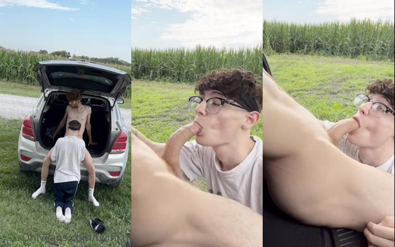 JustTheGays thumbnail for Twinkriley – sucking a long dick in the back of my car - amateur gay porn from OnlyFans JustForFans GayForFans - 