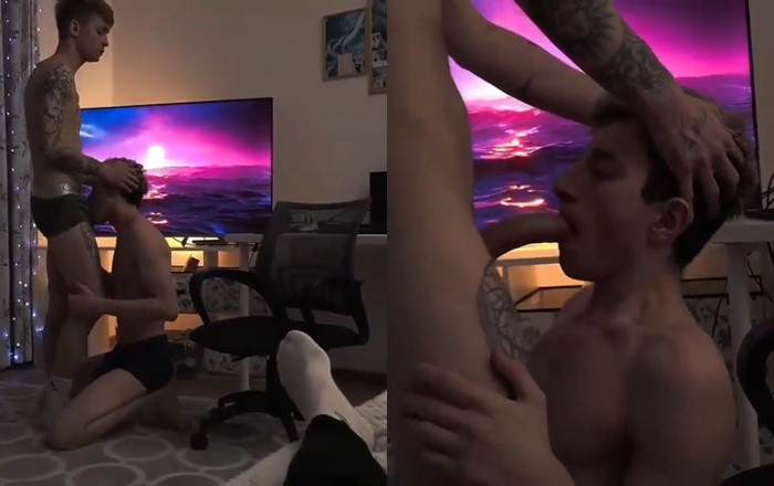 JustTheGays thumbnail for Twink throat fucks his bottom before railing him - amateur gay porn from OnlyFans, MyVidster, GayForFans and more! - Anal, Young & Twink