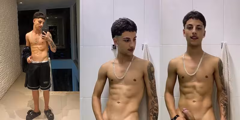 JustTheGays thumbnail for Sexy young latin twink Gabriel Ritelli plays with his cock in the bathroom - amateur gay porn from OnlyFans JustForFans GayForFans - 