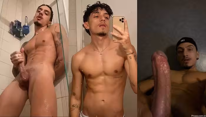 JustTheGays thumbnail for TikToker Pedro Del Penho (delpenho) jerks off in the shower - amateur gay porn from OnlyFans JustForFans GayForFans - 
