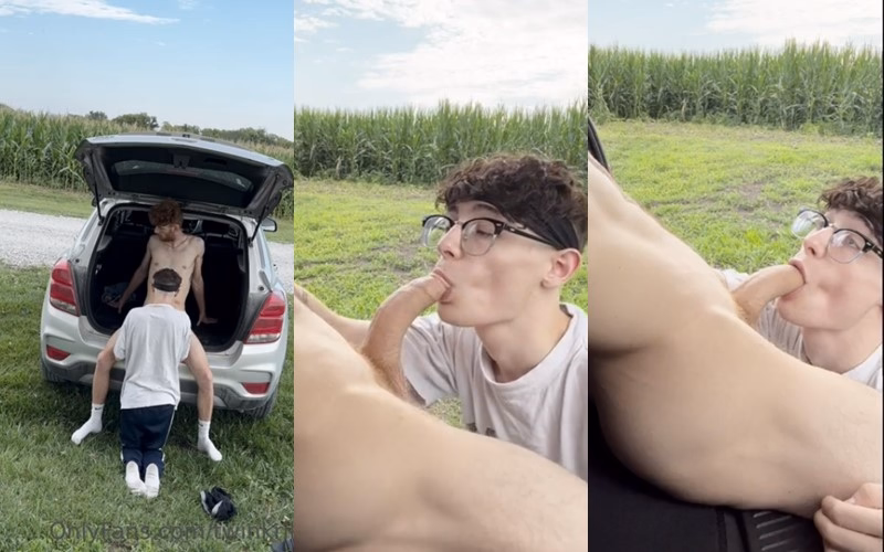 JustTheGays thumbnail for TwinkRiley – a blowjob while parked in a cornfield - amateur gay porn from OnlyFans JustForFans GayForFans - 