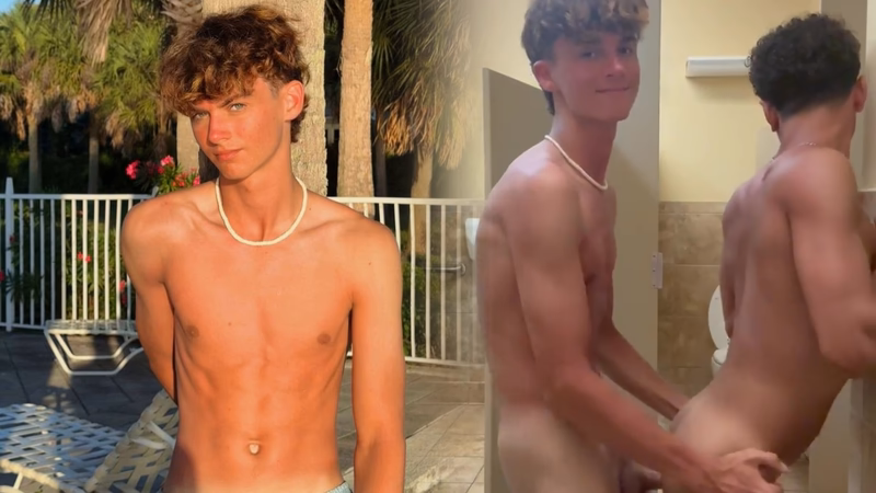 JustTheGays thumbnail for 18 year old boyfriends fuck in the public bathroom while on family vacation – Jacktwinkie - amateur gay porn from OnlyFans JustForFans GayForFans - Anal, Bareback, Young/Twink