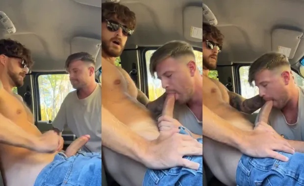 JustTheGays thumbnail for A blowjob in the truck - amateur gay porn from OnlyFans, MyVidster, GayForFans and more! - Oral, Big Cock