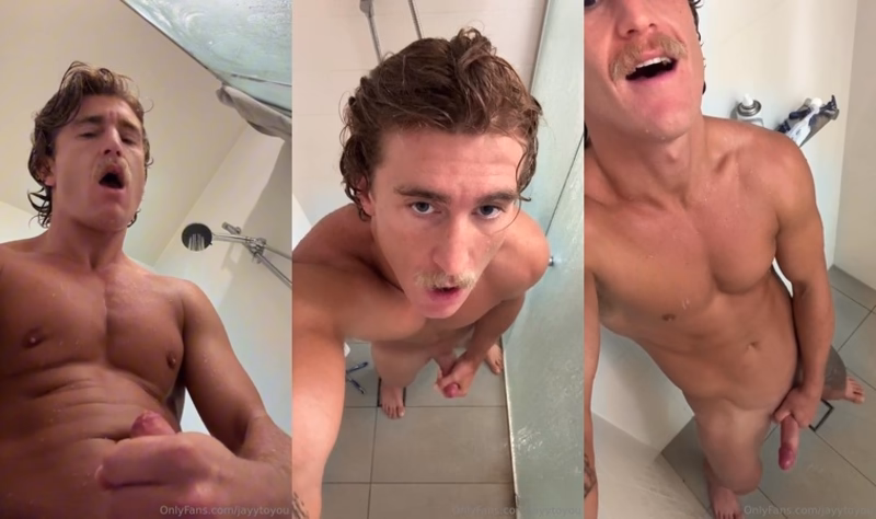 JustTheGays thumbnail for Jordan Anderson (jayytoyou) jerks off in the shower - amateur gay porn from OnlyFans JustForFans GayForFans - 
