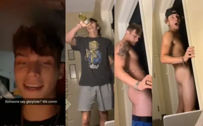 JustTheGays thumbnail for RockyOfficial – taking turns at the gloryhole – Rax Club - amateur gay porn from OnlyFans, MyVidster, GayForFans and more! - Anonymous, Oral