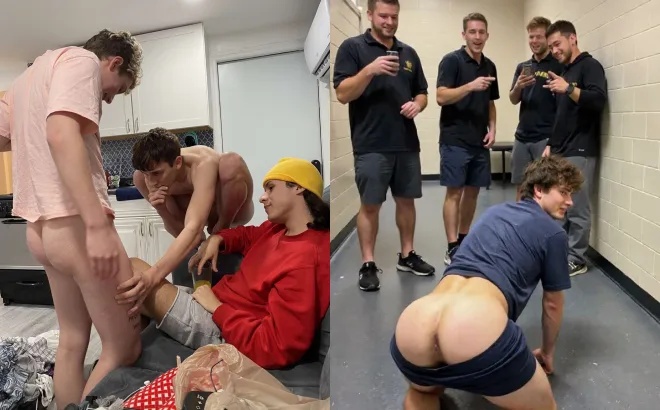 JustTheGays thumbnail for Straight guys fool around – a compilation – Anonteababy - amateur gay porn from OnlyFans, MyVidster, GayForFans and more! - Oral, Group