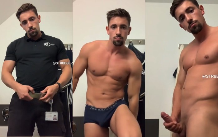 JustTheGays thumbnail for Fit security guard jerks off and showers after work - amateur gay porn from OnlyFans, MyVidster, GayForFans and more! - Jerk Off, Muscle, Shower, Solo