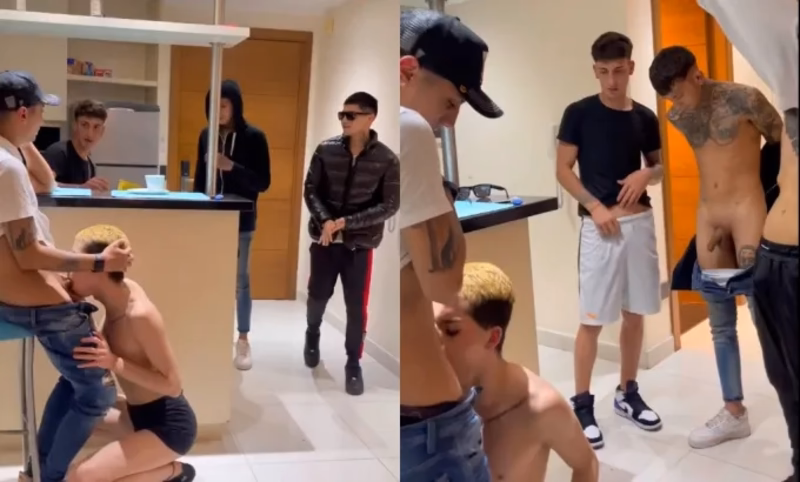 JustTheGays thumbnail for Latin twink gets passed around to suck cock - amateur gay porn from OnlyFans JustForFans GayForFans -