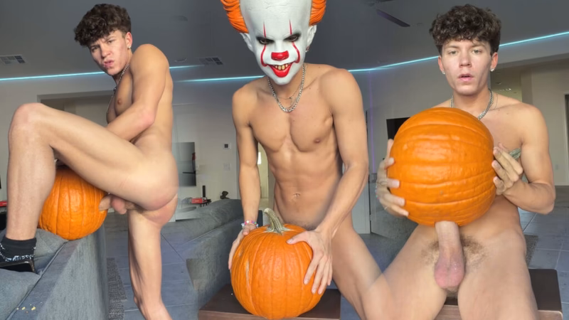 JustTheGays thumbnail for Drake Von fucks and cums inside a pumpkin - amateur gay porn from OnlyFans, MyVidster, GayForFans and more! - 