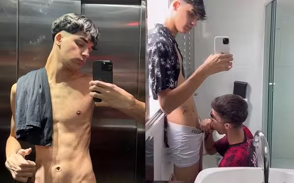 JustTheGays thumbnail for Luiz Reis – a blowjob in the bathroom - amateur gay porn from OnlyFans, MyVidster, GayForFans and more! - Young & Twink, Oral