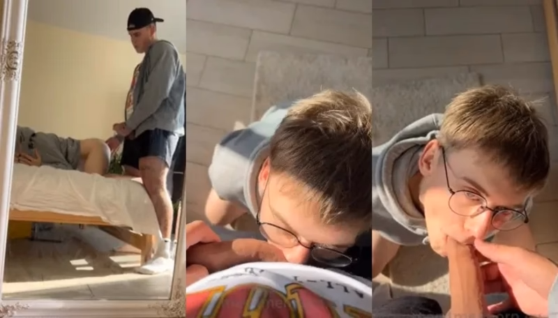 JustTheGays thumbnail for Nerdy twink sucks on a cock before getting fucked - amateur gay porn from OnlyFans, MyVidster, GayForFans and more! - Young & Twink, Oral, Bareback, Anal