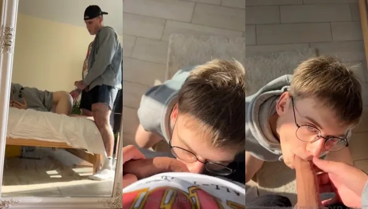 JustTheGays thumbnail for Nerdy twink sucks on a cock before getting fucked - amateur gay porn from OnlyFans, MyVidster, GayForFans and more! - Oral, Bareback, Anal, Young & Twink