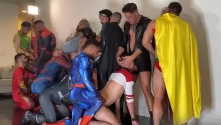 JustTheGays thumbnail for SuperHero FuckFest – Part 1 - amateur gay porn from OnlyFans, MyVidster, GayForFans and more! - Anal, Bareback, Group