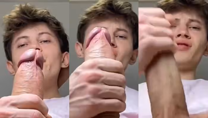 onlytwinks thumbnail for Twink jerks his cock above you