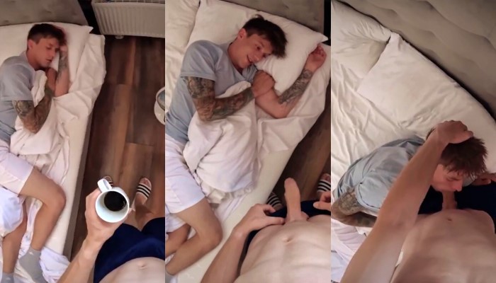 JustTheGays thumbnail for Waking the boyfriend by shoving my cock down his throat – leons_stories - amateur gay porn from OnlyFans, MyVidster, GayForFans and more! - Oral, Young & Twink