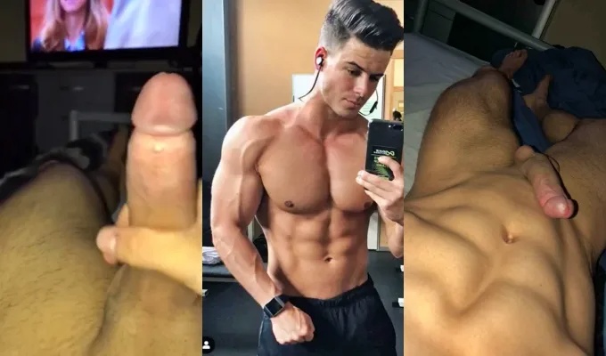 JustTheGays thumbnail for IG Model shows off his cock – a compilation - amateur gay porn from OnlyFans, MyVidster, GayForFans and more! - 