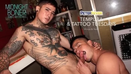 JustTheGays thumbnail for Midnight Boner Scene 8 Tempura and Tattoos Tuesday – Hiroya, Yoshi - amateur gay porn from OnlyFans, MyVidster, GayForFans and more! - Anal, Asian, Bareback