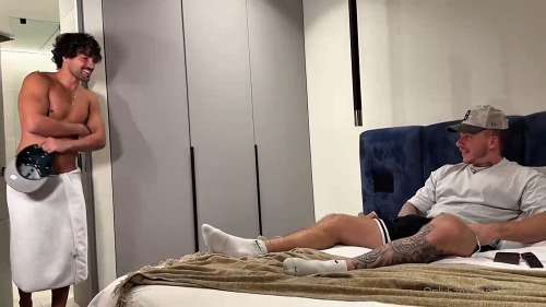 JustTheGays thumbnail for Roomies – Evan Pitcher and Zarataco fuck - amateur gay porn from OnlyFans, MyVidster, GayForFans and more! - Anal, Bareback, Muscle