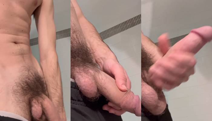 JustTheGays thumbnail for Showing off my dick in the bathroom - amateur gay porn from OnlyFans, MyVidster, GayForFans and more! - Jerk Off, Solo