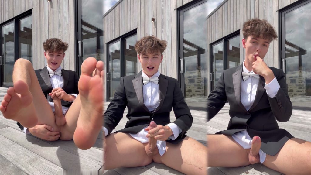 JustTheGays thumbnail for Sven jerks off in his tux and tastes his load – Svandylove - amateur gay porn from OnlyFans, MyVidster, GayForFans and more! - Jerk Off, Outdoor, Solo, Young & Twink